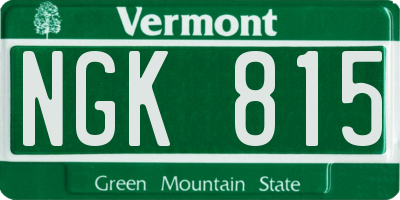 VT license plate NGK815