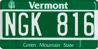 VT license plate NGK816