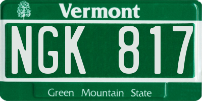 VT license plate NGK817
