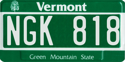 VT license plate NGK818
