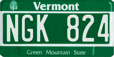 VT license plate NGK824