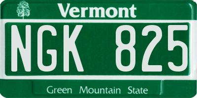 VT license plate NGK825