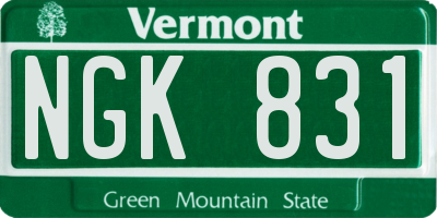 VT license plate NGK831