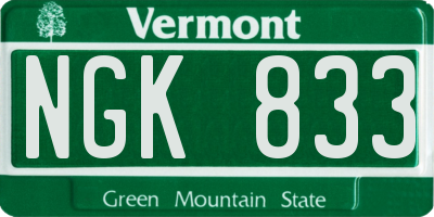VT license plate NGK833