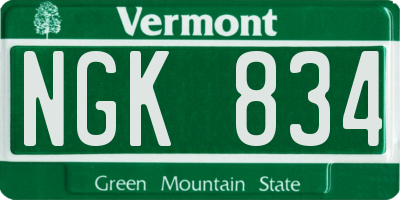 VT license plate NGK834