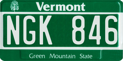 VT license plate NGK846