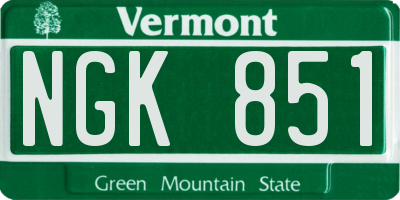 VT license plate NGK851