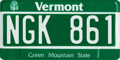 VT license plate NGK861