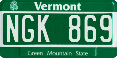 VT license plate NGK869