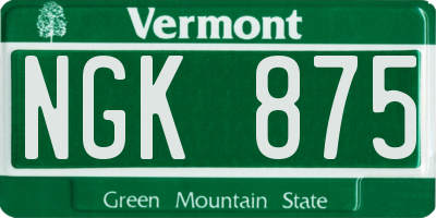 VT license plate NGK875