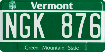 VT license plate NGK876