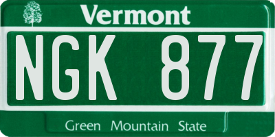 VT license plate NGK877