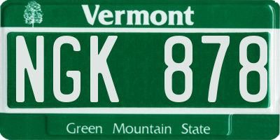 VT license plate NGK878