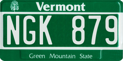 VT license plate NGK879