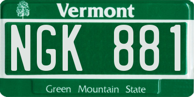 VT license plate NGK881