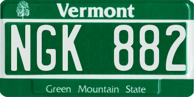 VT license plate NGK882