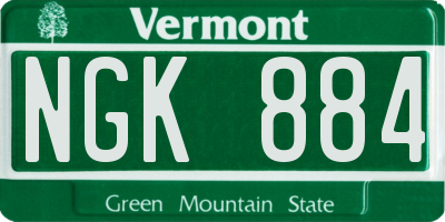 VT license plate NGK884