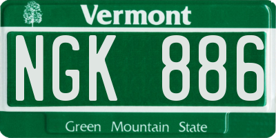 VT license plate NGK886