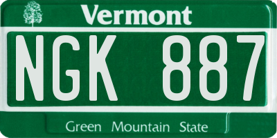 VT license plate NGK887