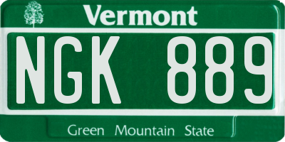 VT license plate NGK889