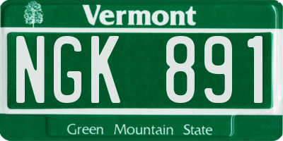 VT license plate NGK891