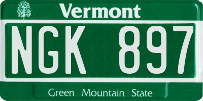 VT license plate NGK897