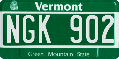 VT license plate NGK902