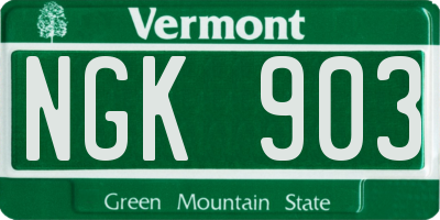 VT license plate NGK903
