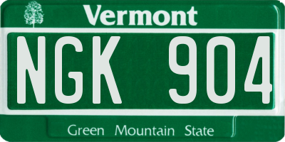 VT license plate NGK904