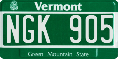 VT license plate NGK905