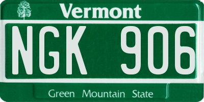VT license plate NGK906