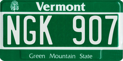 VT license plate NGK907
