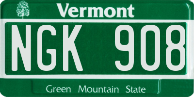 VT license plate NGK908
