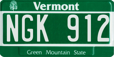 VT license plate NGK912