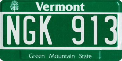 VT license plate NGK913
