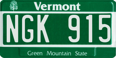 VT license plate NGK915