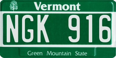 VT license plate NGK916