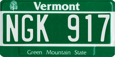 VT license plate NGK917