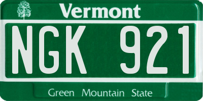 VT license plate NGK921