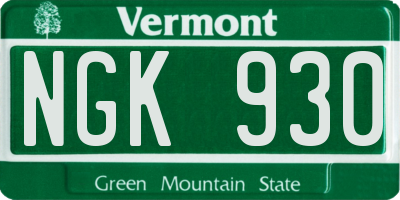 VT license plate NGK930