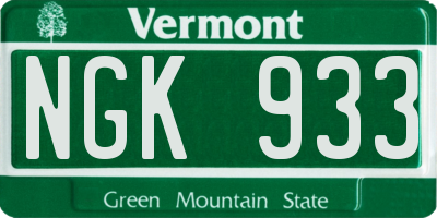 VT license plate NGK933