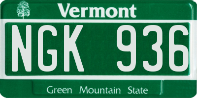 VT license plate NGK936