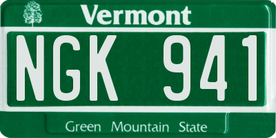 VT license plate NGK941