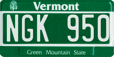 VT license plate NGK950