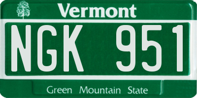 VT license plate NGK951