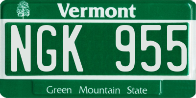 VT license plate NGK955