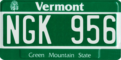 VT license plate NGK956