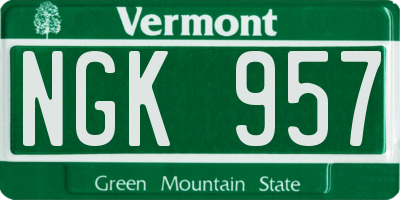VT license plate NGK957