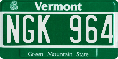 VT license plate NGK964