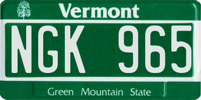 VT license plate NGK965